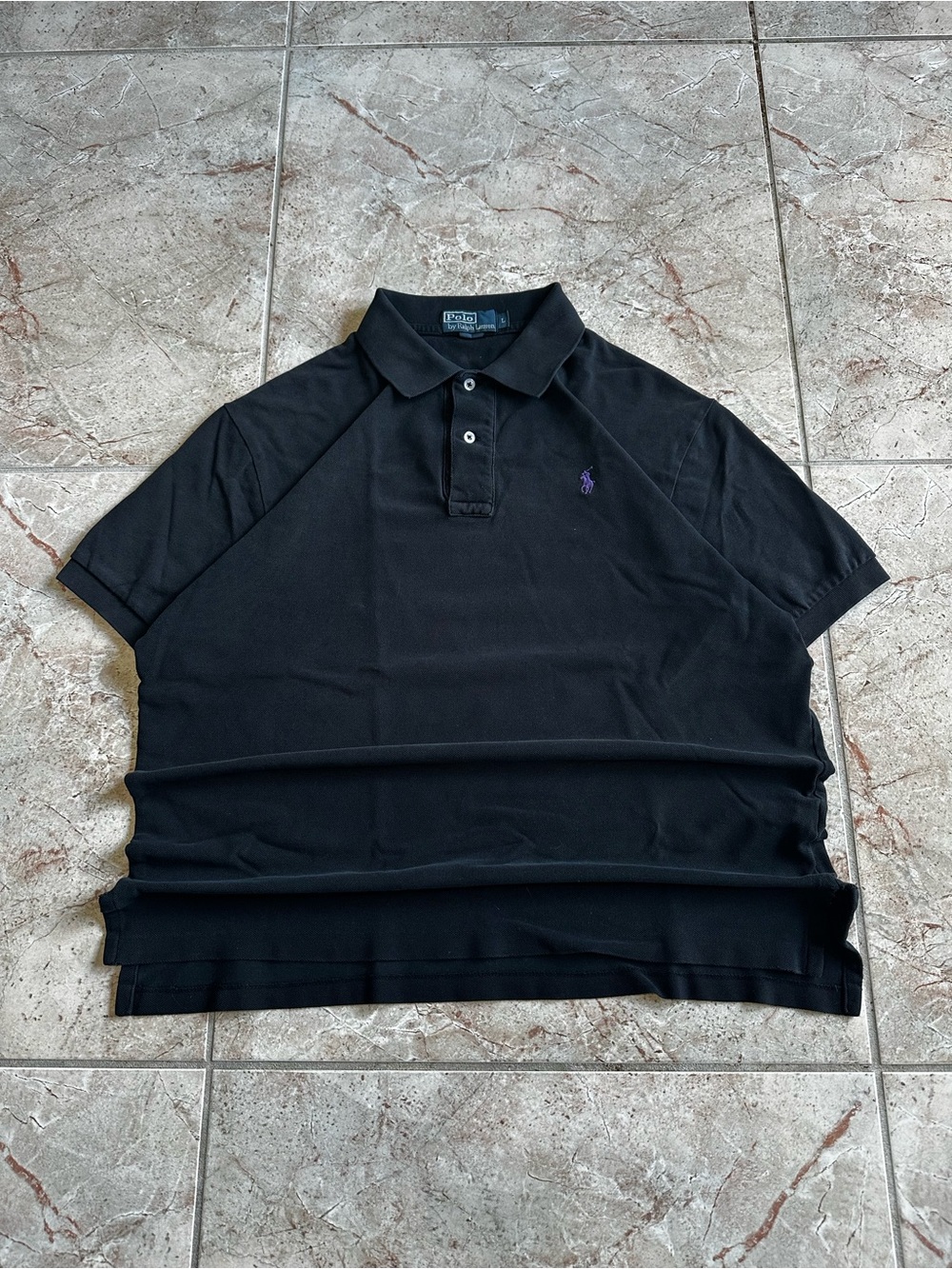 Polo by Ralph Lauren Black Short-Sleeve Polo with Purple Pony